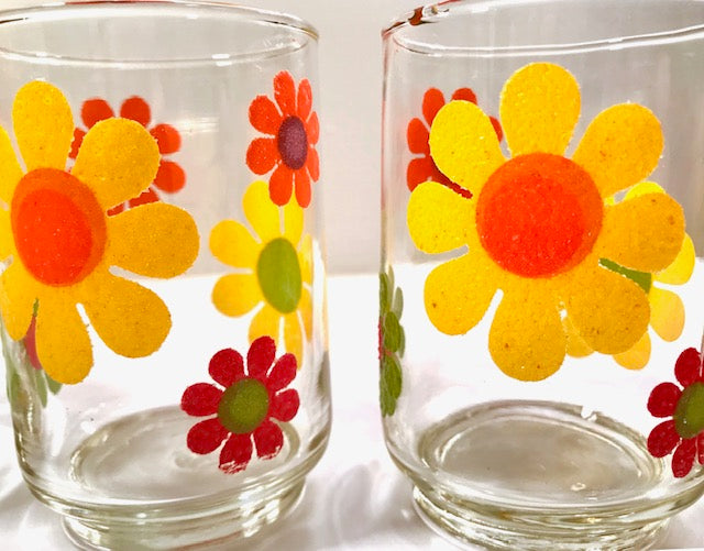 Libbey Mid-Century Retro Flower Power Glasses (Set of 4)