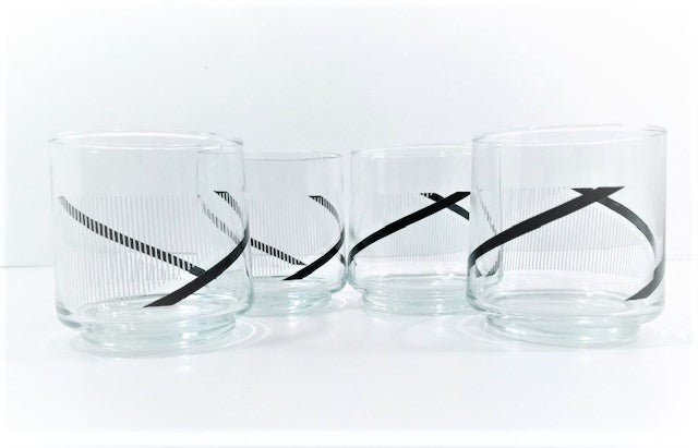 Libbey Black and White Geometric Glasses (Set of 4)