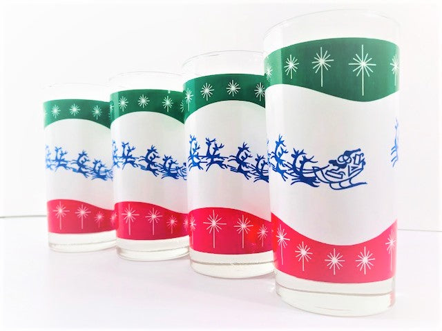 Libbey Mid-Century Retro Up Up and Away Glasses (Set of 4)