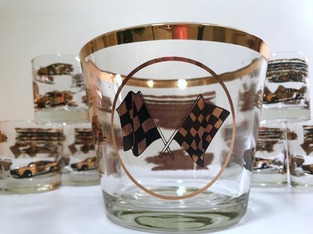Libbey Mid-Century Indianapolis 500 Promotional 7-Piece Cocktail Bar Set