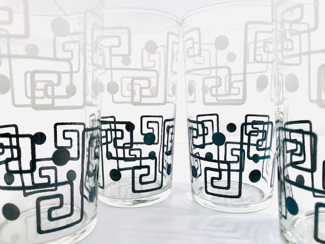 Libbey Atomic Black and White Geometric Glasses (Set of 4)