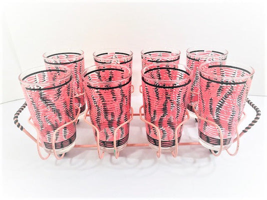 Mid-Century Pink and Black Mod 9-Piece Set