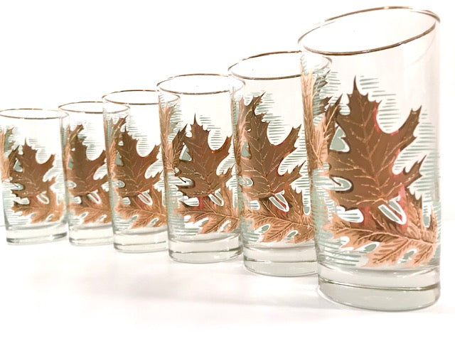 Libbey Mid-Century Golden Foliage Glasses (Set of 6)