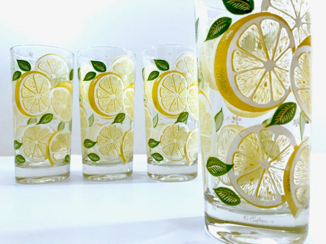 Culver Signed Mid-Century Lemon Highball Glasses (Set of 4)
