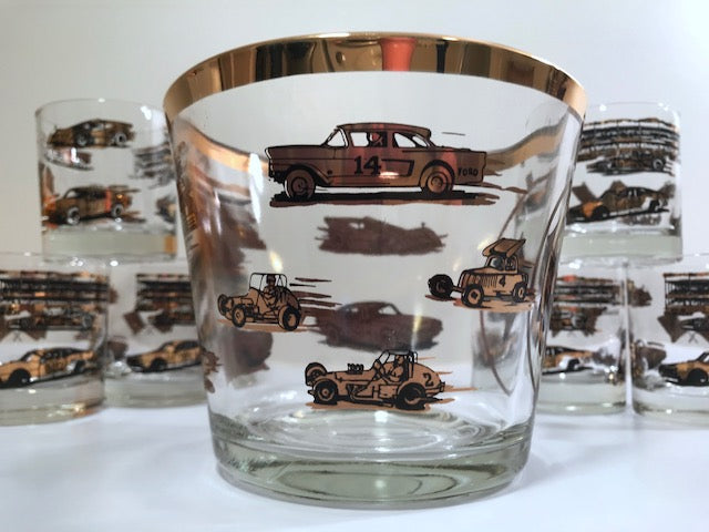 Libbey Mid-Century Indianapolis 500 Promotional 7-Piece Cocktail Bar Set