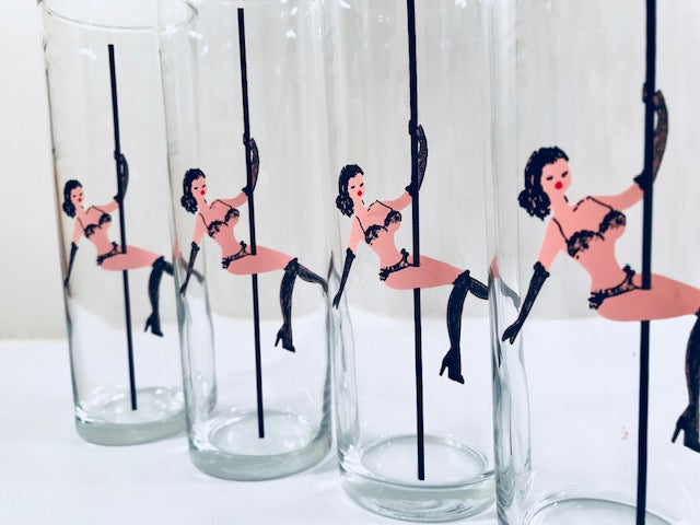 Libbey Glass Mid-Century Tiny Dancer Tall Collins Glasses (Set of 4)